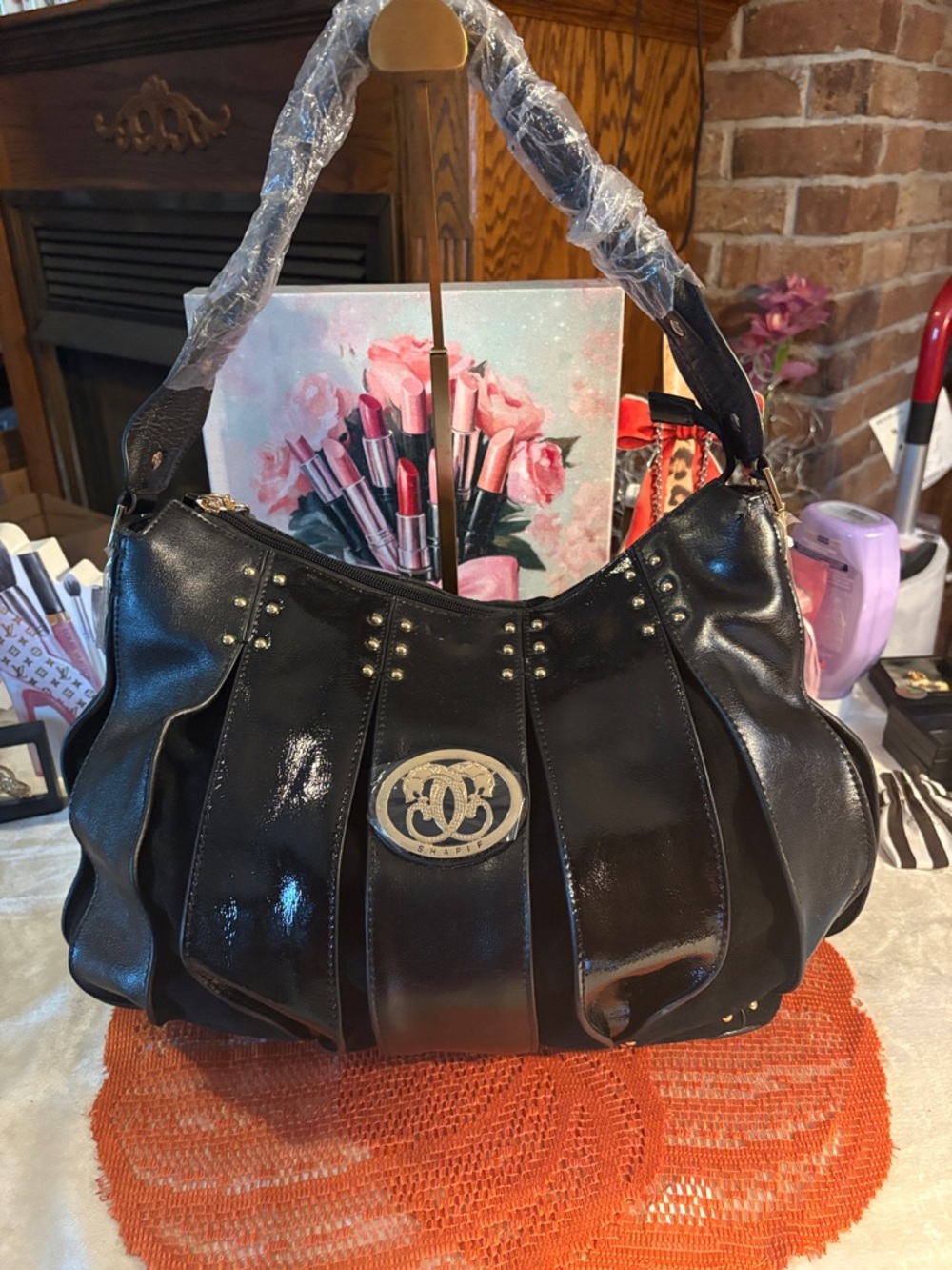 Sharif Vintage Leather & Faux Suede Hobo Bag with Tassel & Gold Accents NWOT